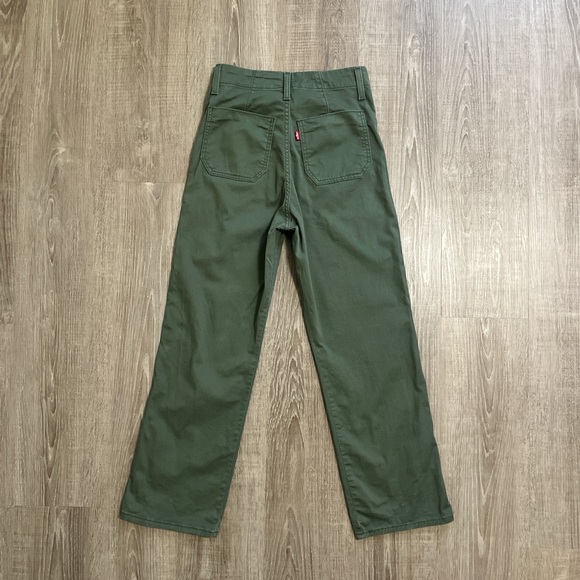 Levis High Waist Straight Leg Utility Pants Olive Green W26 L27 Surplus Chino - Picture 2 of 16